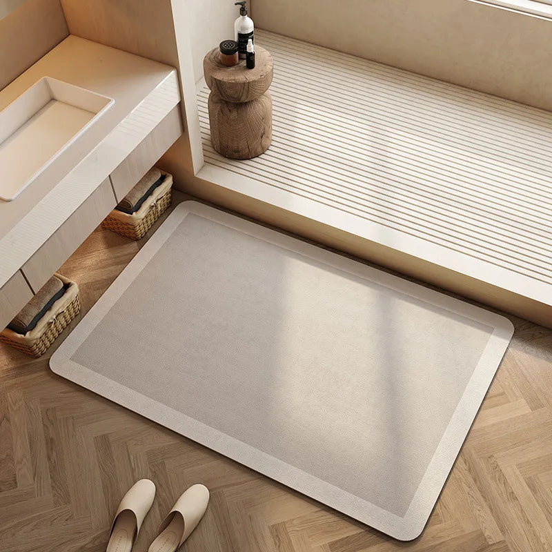 Quick-dry diatomite bath mat in bathroom