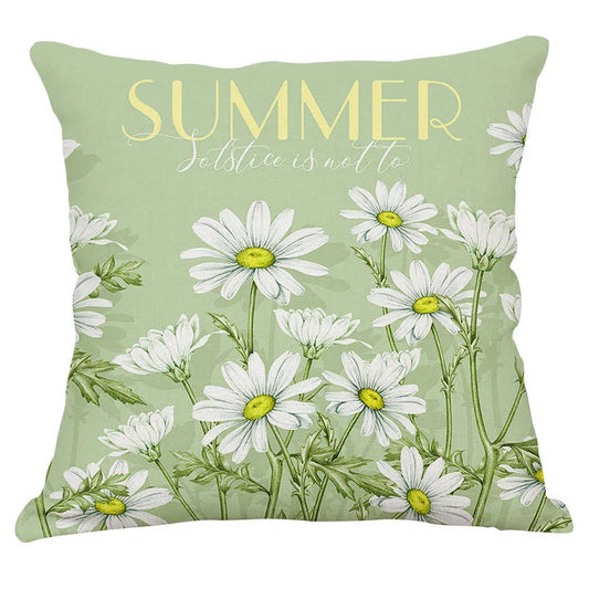 Green cushion cover on living room sofa