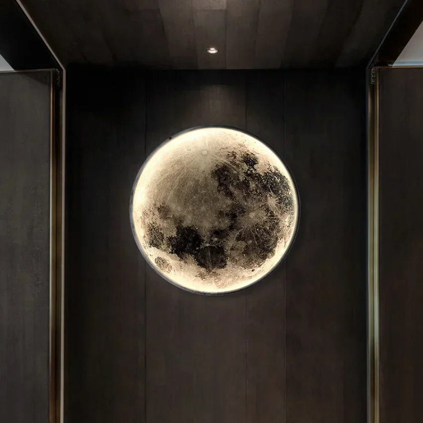 Modern Round Moon Wall Lamp Nordic LED Planet Sconce for Bedroom