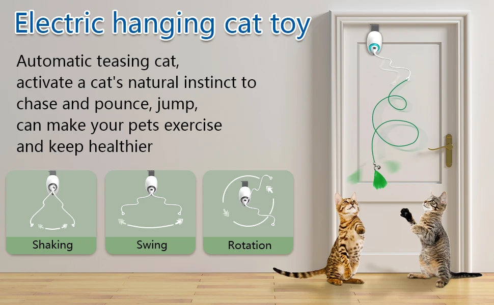 Automatic Electric Cat Rope Toy Interactive Hanging String Teaser for Cats & Kittens