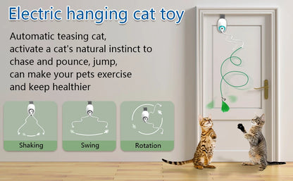 Automatic Electric Cat Rope Toy Interactive Hanging String Teaser for Cats & Kittens