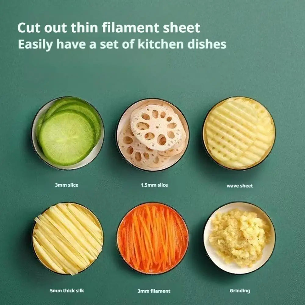 Vegetable chopper slicing vegetables in kitchen