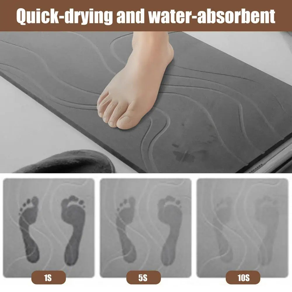 Indoor Diatomite Stone Bath Mat – Quick-Dry Water Absorbing Floor Rug