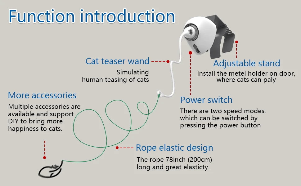 Automatic Electric Cat Rope Toy Interactive Hanging String Teaser for Cats & Kittens