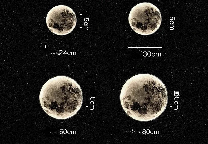 Modern Round Moon Wall Lamp Nordic LED Planet Sconce for Bedroom