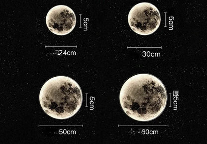 Modern Round Moon Wall Lamp Nordic LED Planet Sconce for Bedroom
