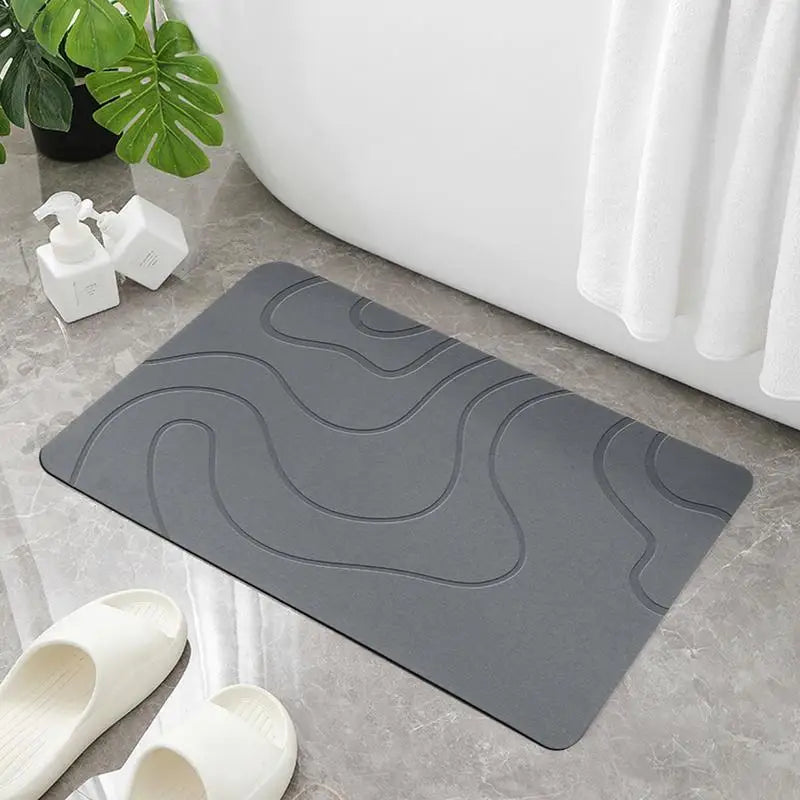 Diatomite bath mat in modern bathroom