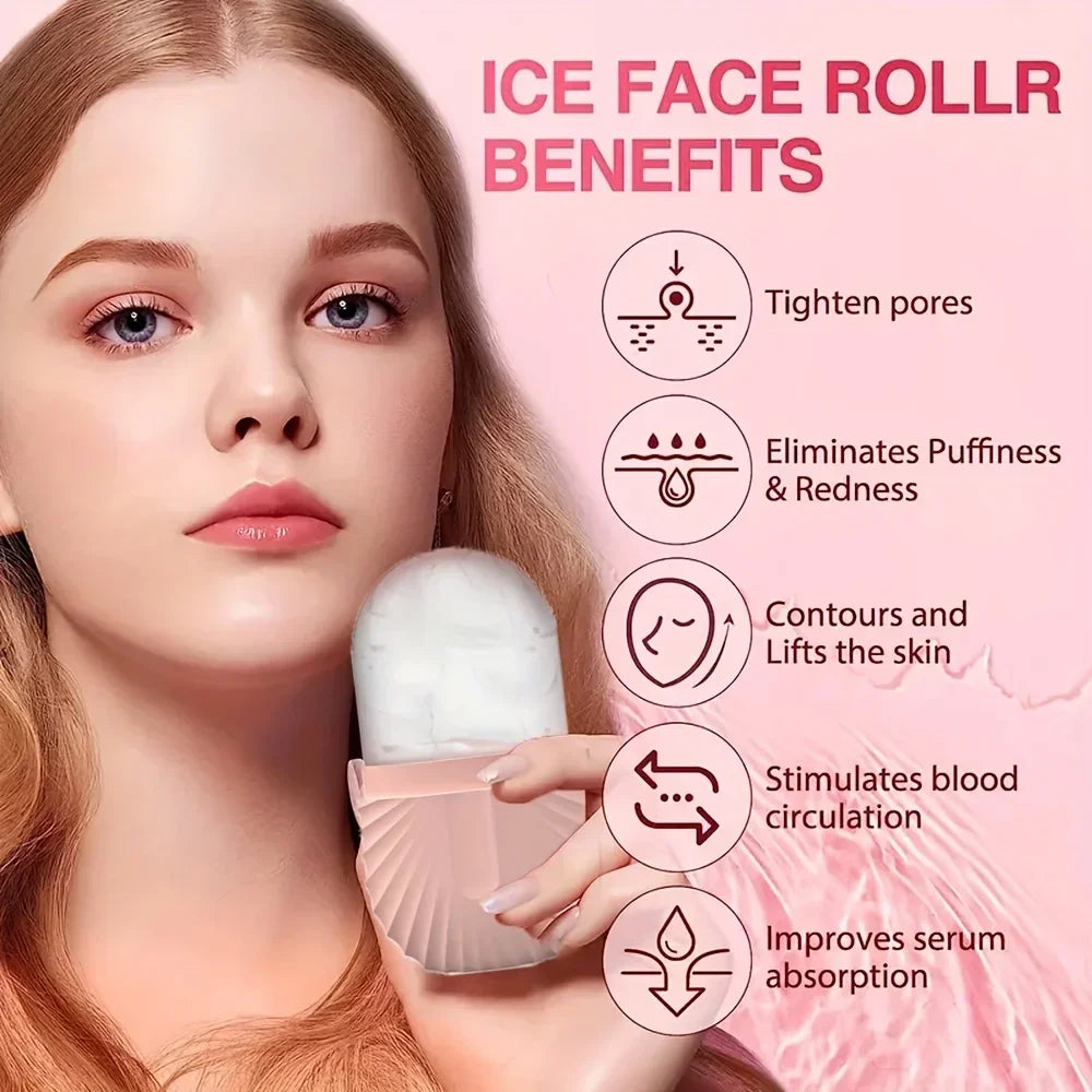 Ice Facial Roller & Ice Globe Face Massager – Lifting, Contouring & Skin Cooling Beauty Tool