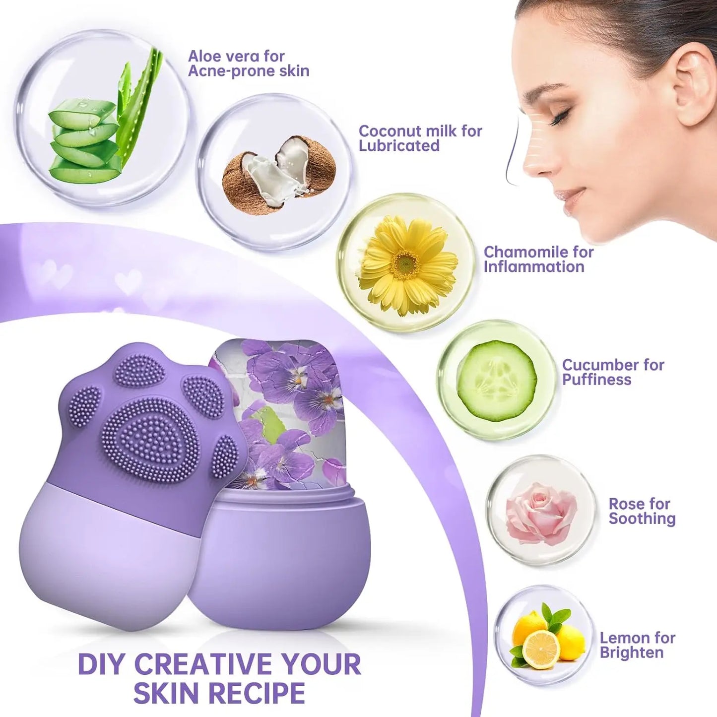 Facial Ice Roller for Skin Care – Silicone Face & Eye Massager for Cooling and Puffiness Relief