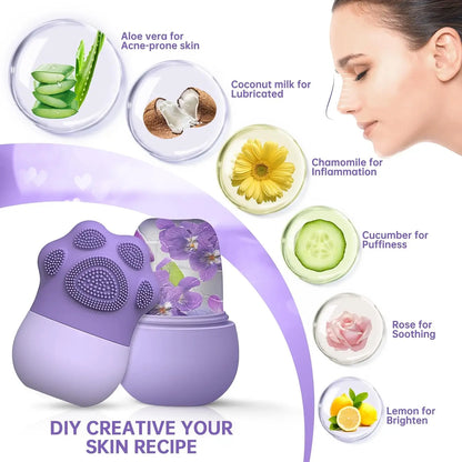 Facial Ice Roller for Skin Care – Silicone Face & Eye Massager for Cooling and Puffiness Relief