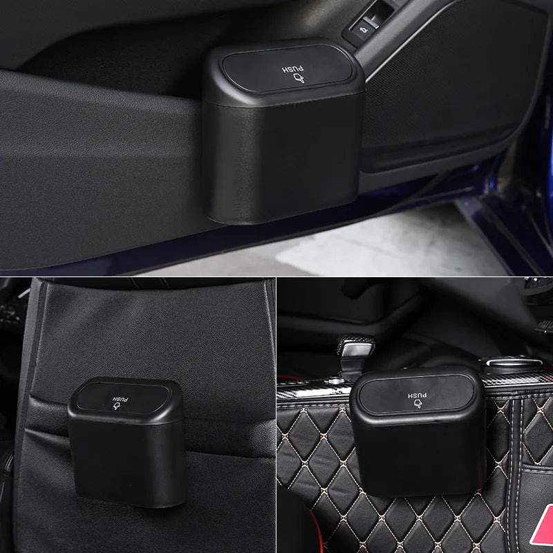 Car trash bin hanging behind seat