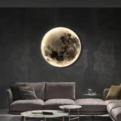 Modern Round Moon Wall Lamp Nordic LED Planet Sconce for Bedroom
