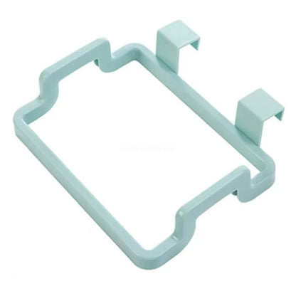 Hanging trash bag holder on kitchen cabinet