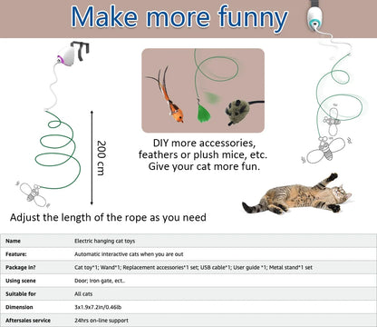 Automatic Electric Cat Rope Toy Interactive Hanging String Teaser for Cats & Kittens