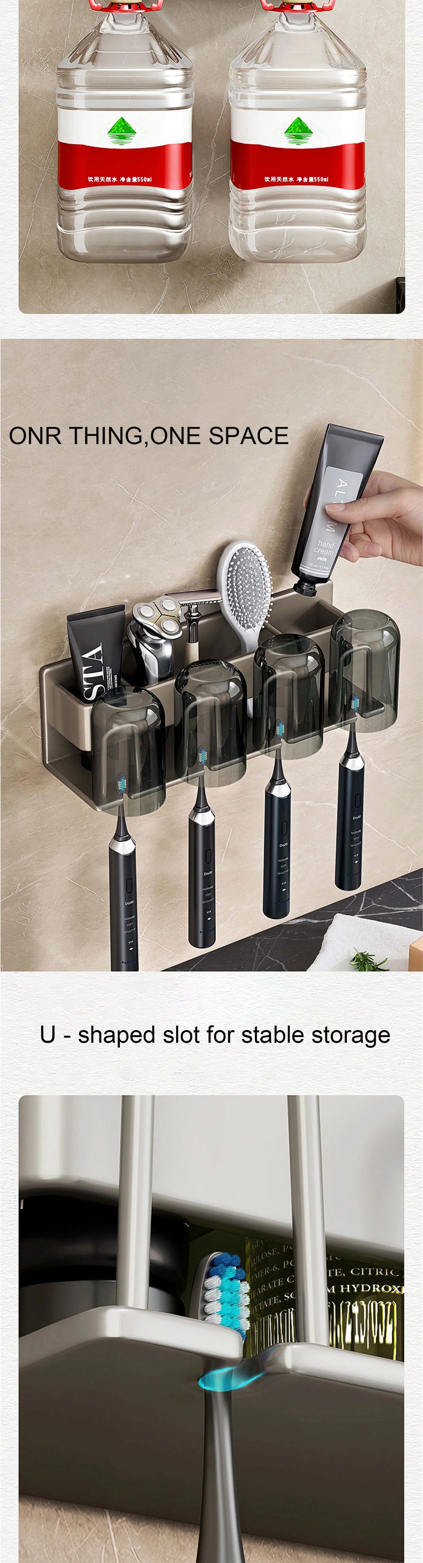 Wall-mounted toothbrush holder with toothpaste dispenser