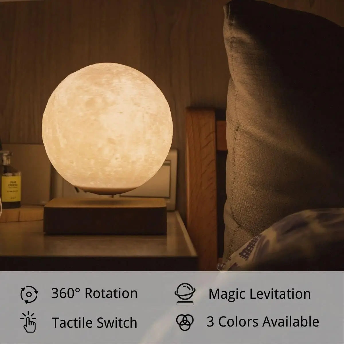 Levitating Moon Lamp Magnetic Floating Spinning Night Light with 3 Color Modes