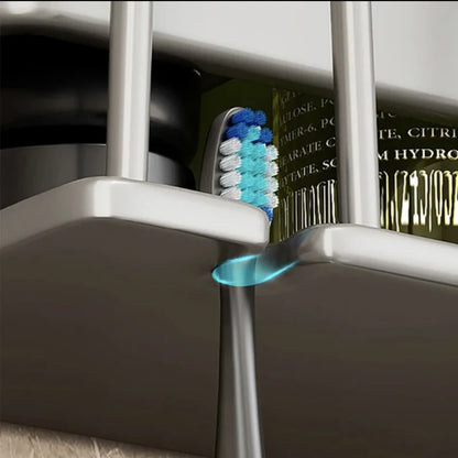 Wall-mounted toothbrush holder with toothpaste dispenser