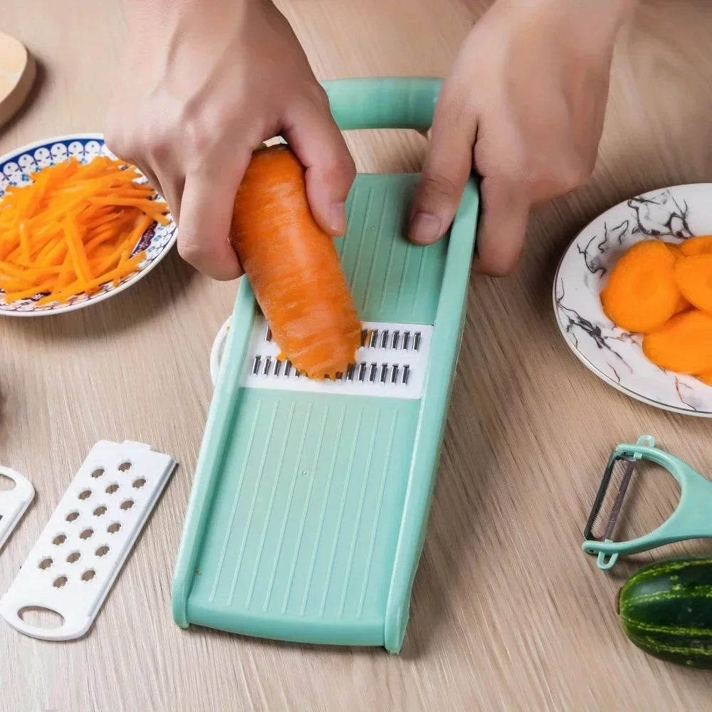 Vegetable chopper slicing vegetables in kitchen