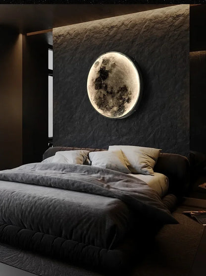 Modern Round Moon Wall Lamp Nordic LED Planet Sconce for Bedroom