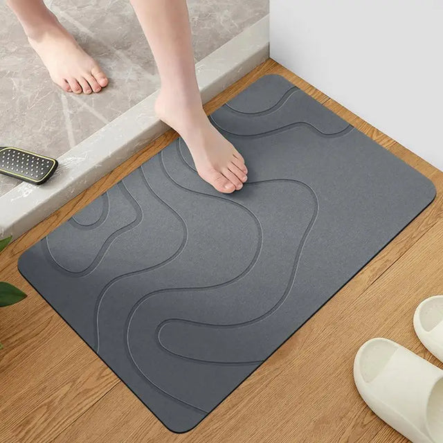 Diatomite bath mat in modern bathroom
