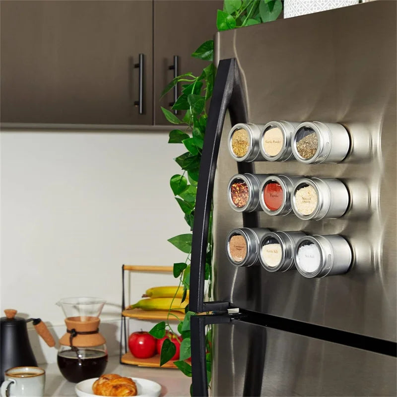 Magnetic spice jar set stainless steel