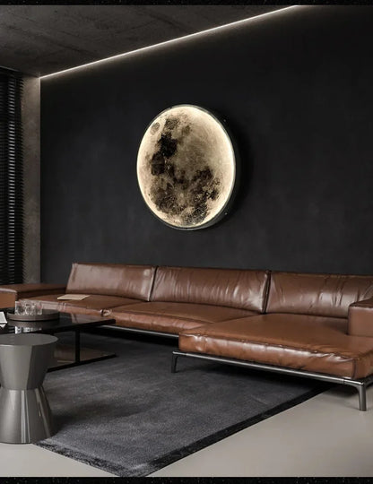 Modern Round Moon Wall Lamp Nordic LED Planet Sconce for Bedroom