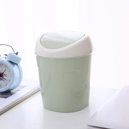 Mini trash can with swing-top lid