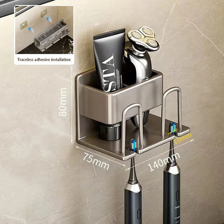 Wall-mounted toothbrush holder with toothpaste dispenser