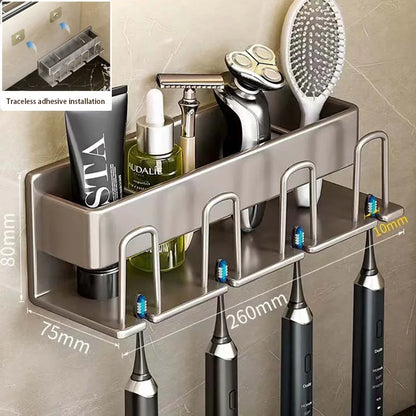 Bathroom wall-mounted toothbrush holder organizer