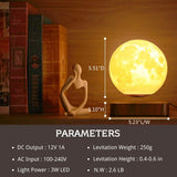Levitating Moon Lamp Magnetic Floating Spinning Night Light with 3 Color Modes