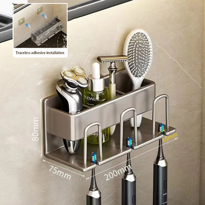 Bathroom wall-mounted toothbrush holder organizer
