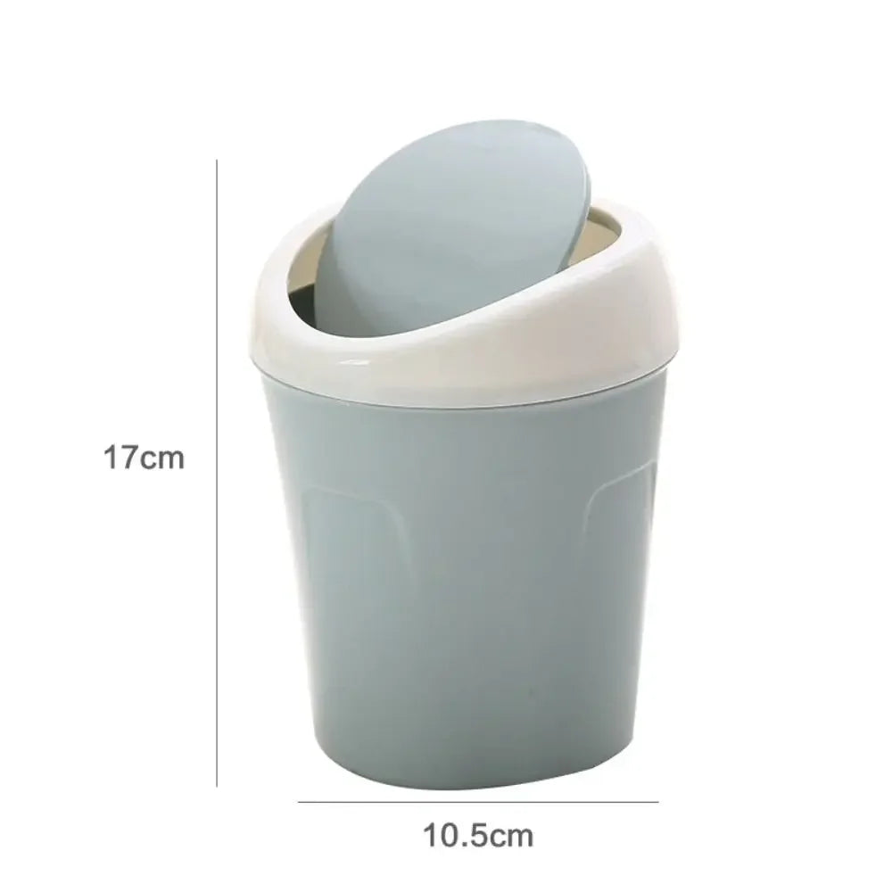 Mini trash can with swing-top lid