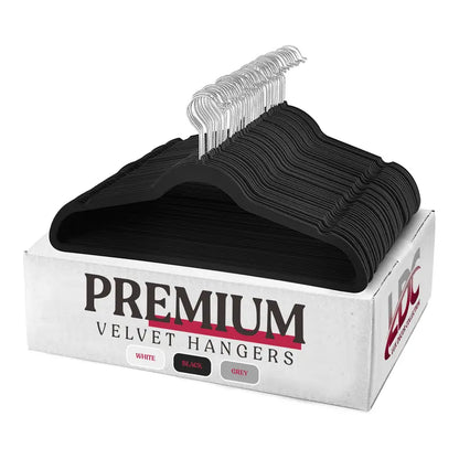 Lux Decor Velvet Hangers Pack of 50, Non-Slip Flocked Felt Hangers - Unbreakable Smooth Space Saving Clothes Hangers for Cupboard - Luxurious & Durable Heavy Duty Suit Hanger with 360 Rotatable Hook, Home Decor Essentials Hanging Organiser Set