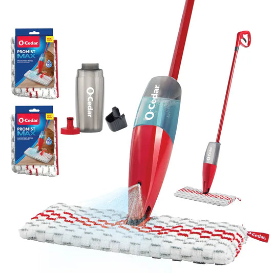 O-Cedar Promist MAX Spray Mop with 2 Extra Replacement Pads | Quick Cleaning Tool | Machine Washable | Reusable | Absorbent Microfiber Mop Heads | Floor Cleaning