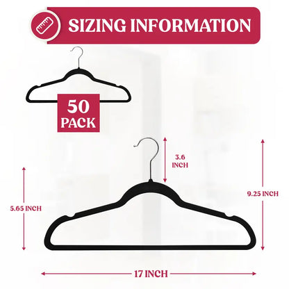 Lux Decor Velvet Hangers Pack of 50, Non-Slip Flocked Felt Hangers - Unbreakable Smooth Space Saving Clothes Hangers for Cupboard - Luxurious & Durable Heavy Duty Suit Hanger with 360 Rotatable Hook, Home Decor Essentials Hanging Organiser Set