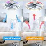 Baysquirrel Ceiling Fans with Lights, Flush Mount Modern Ceiling Fan and App & Remote Control, 19" LED Bladeless Ceiling Fans, Stepless Dimmable 3 Colors and 6 Speeds