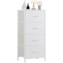 Sweetcrispy Home Furniture Dresser for Bedroom, Storage Drawers, Skinny Fabric Storage Tower with 4 Drawers, Tower Organizer Unit, Chest of Drawers with Wooden Top for Closet, Nursery, Laundry, Living Room, Hallway, Entryway