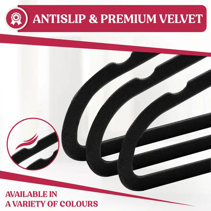 Lux Decor Velvet Hangers Pack of 50, Non-Slip Flocked Felt Hangers - Unbreakable Smooth Space Saving Clothes Hangers for Cupboard - Luxurious & Durable Heavy Duty Suit Hanger with 360 Rotatable Hook, Home Decor Essentials Hanging Organiser Set