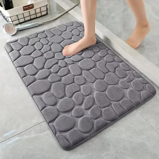 3D Non Slip Absorbent Cobblestone Embossed Quick Drying Bath Mat