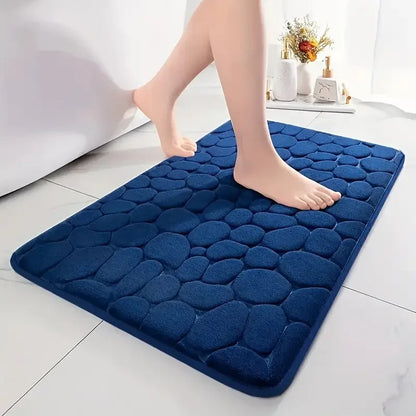 3D Non Slip Absorbent Cobblestone Embossed Quick Drying Bath Mat