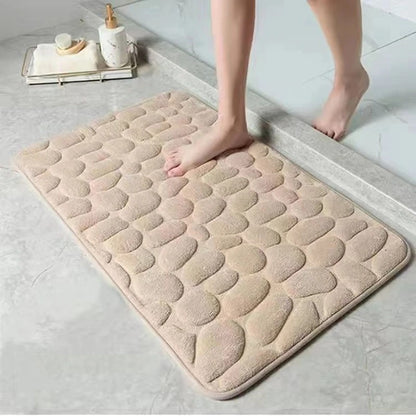 3D Non Slip Absorbent Cobblestone Embossed Quick Drying Bath Mat