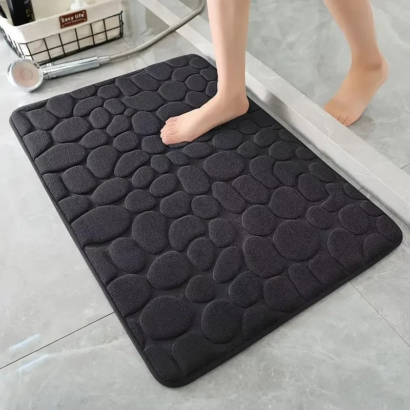 3D Non Slip Absorbent Cobblestone Embossed Quick Drying Bath Mat